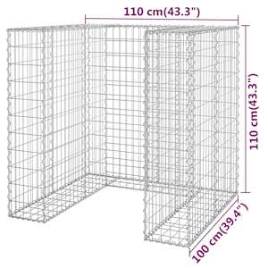 Gabionová zástěna pro popelnici pozinkovaná ocel 110x100x110 cm - obrázek 8