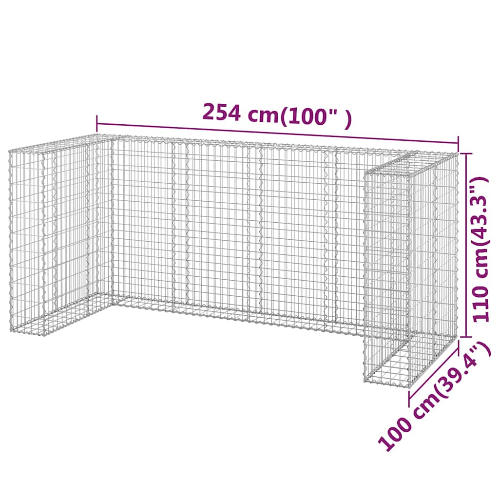 Gabion Wall for Garbage Bins Galvanized Steel Stone Basket Gabion Cage vidaXL - Picture 21 of 32