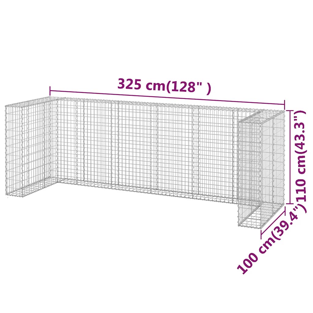 Gabion Wall for Garbage Bins Galvanized Steel Stone Basket Gabion Cage vidaXL - Picture 28 of 32