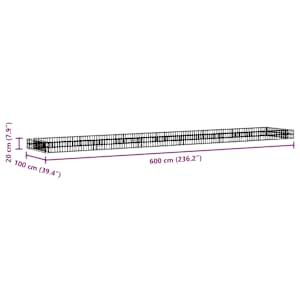 Gabionový vyvýšený záhon pozinkovaná ocel 600 x 100 x 20 cm - obrázek 9