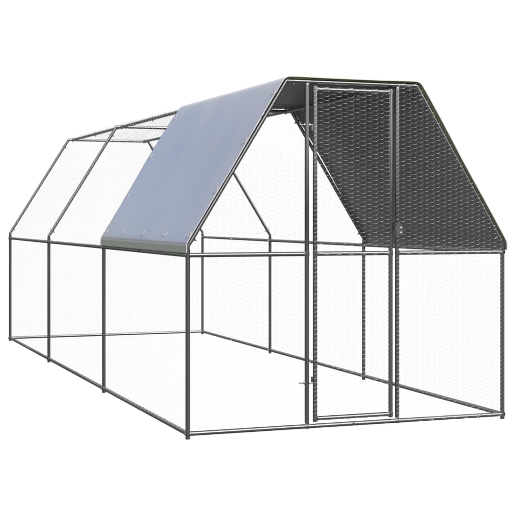vidaXL Coteț de exterior pentru păsări, 2x6x2 m, oțel zincat vidaXL imagine model 2022