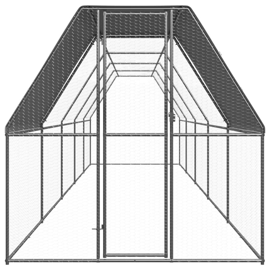 vidaXL Coteț de exterior pentru păsări, 2x10x2 m, oțel zincat