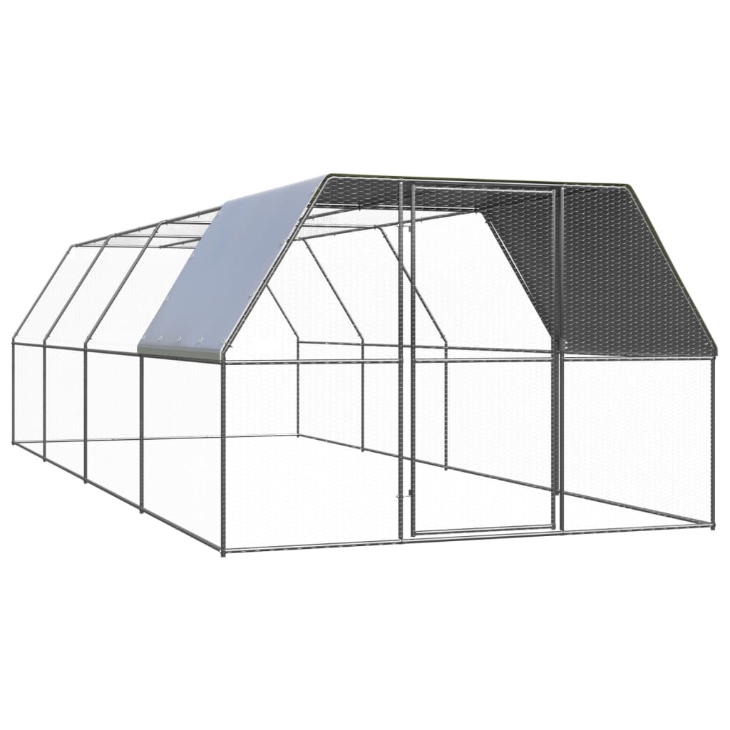 vidaXL Outdoor-Hühnerkäfig 3x8x2 m Verzinkter Stahl