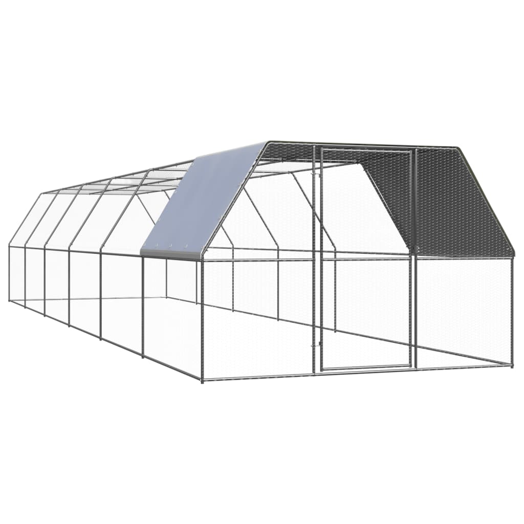 vidaXL Coteț de păsări pentru exterior, 3x12x2 m, oțel zincat