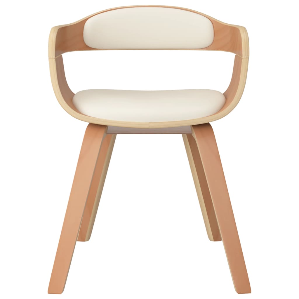 Valgomojo kėdė, kreminė, išlenkta mediena ir dirbtinė oda | Stepinfit