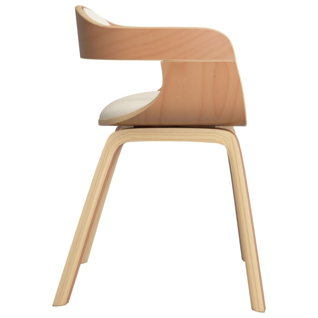 Valgomojo kėdė, kreminė, išlenkta mediena ir dirbtinė oda | Stepinfit