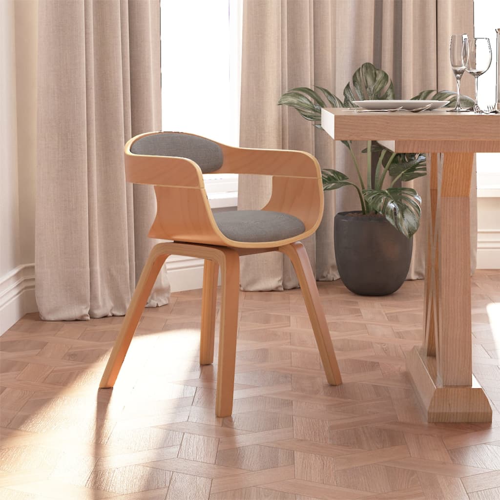 Valgomojo kėdė, taupe spalvos, lenkta mediena ir audinys | Stepinfit