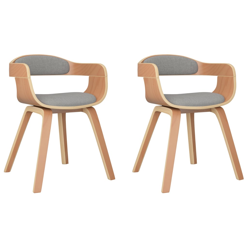 vidaXL Eetkamerstoel 2 st gebogen hout en stof taupe