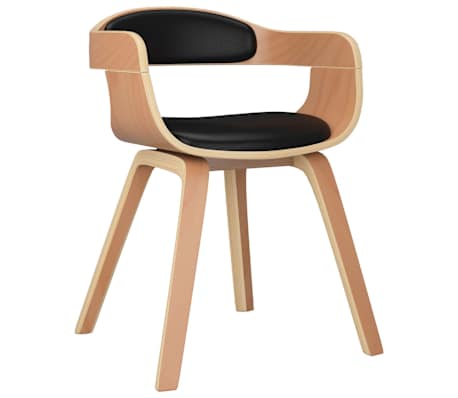 vidaXL Chaises &agrave; manger lot de 4 noir bois courb&eacute; et similicuir