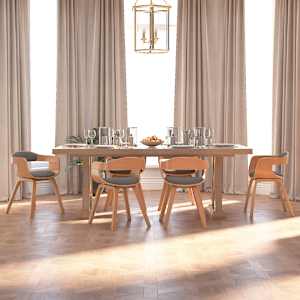 Jedilni stol 6 kosov svetlo siv ukrivljen les in blago