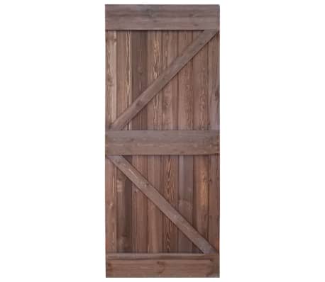 vidaXL Puerta corredera herrajes madera pino marr&oacute;n oscuro 90x210 cm