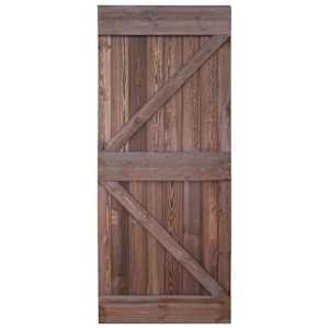 vidaXL Puerta corredera herrajes madera pino marr&oacute;n oscuro 90x210 cm