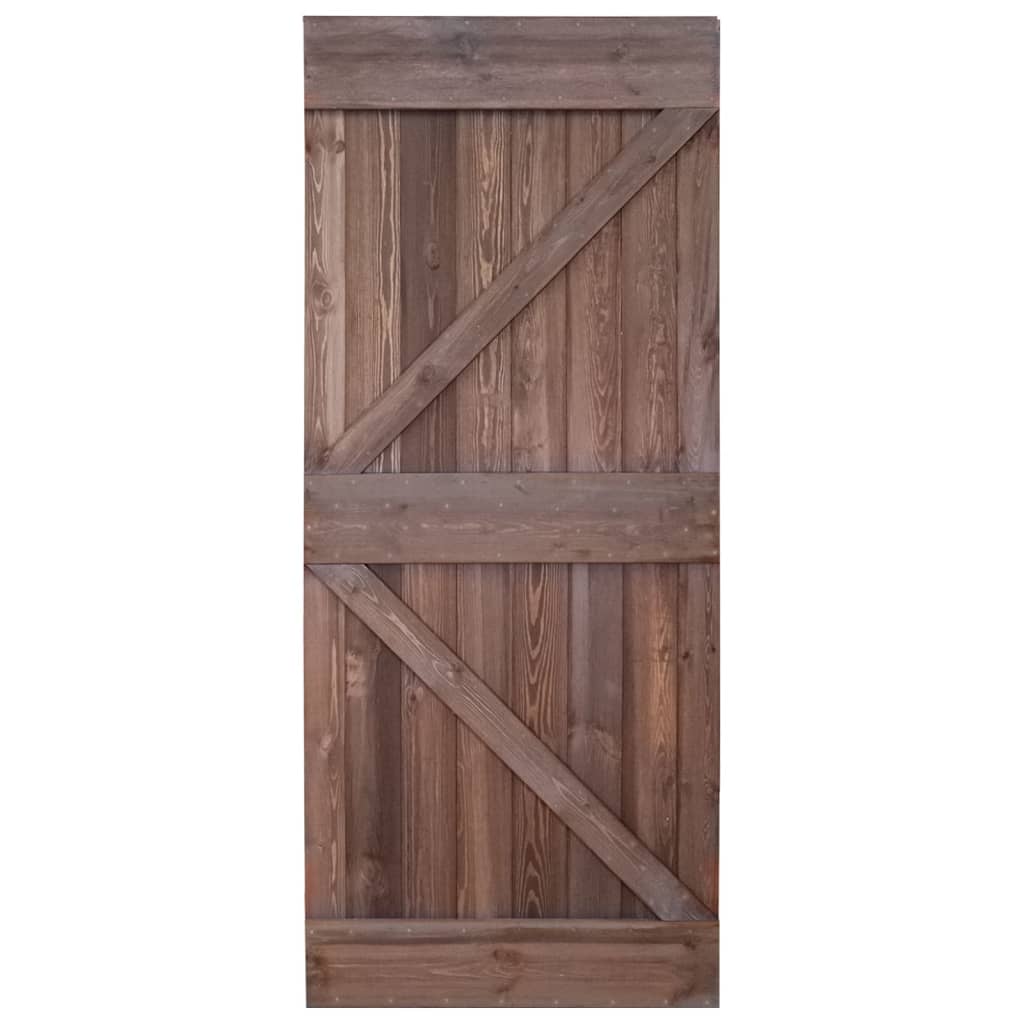 vidaXL Puerta corredera herrajes madera pino marrón oscuro 100x210 cm