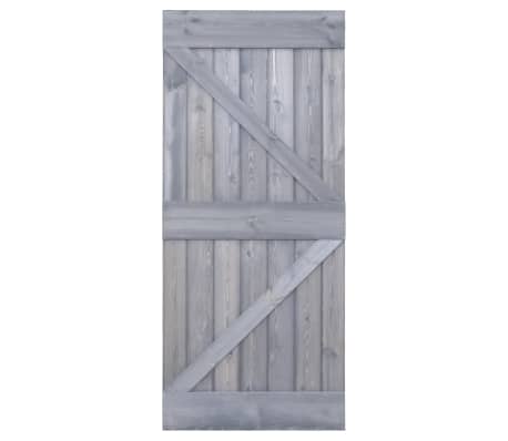 vidaXL Плъзгаща врата с монтажни части, 80x210 см, бор масив, сива