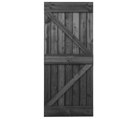 vidaXL Плъзгаща врата с монтажни части, 80x210 см, бор масив, черна