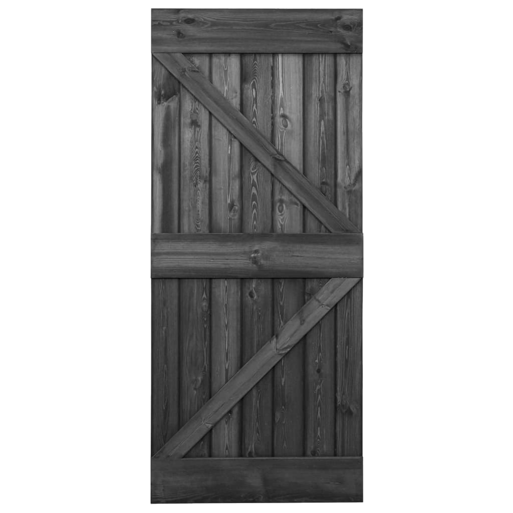 vidaXL Плъзгаща врата с монтажни части, 100x210 см, бор масив, черна