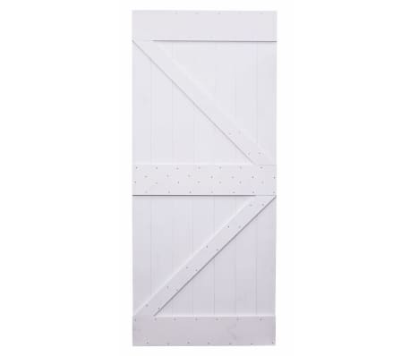 vidaXL Плъзгаща врата с монтажни части, 80x210 см, бор масив, бяла