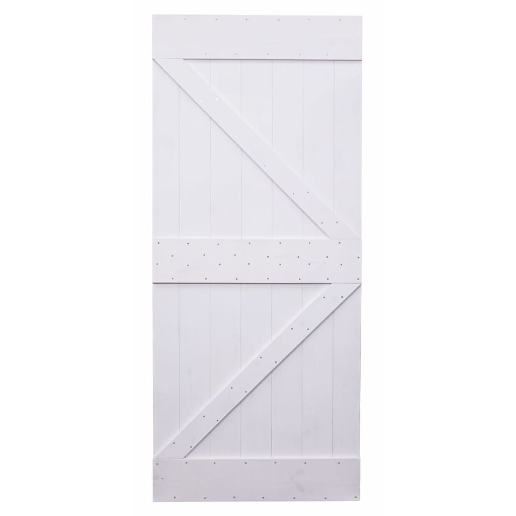 

vidaXL Schuifdeur met beslag 80x210 cm massief grenenhout wit