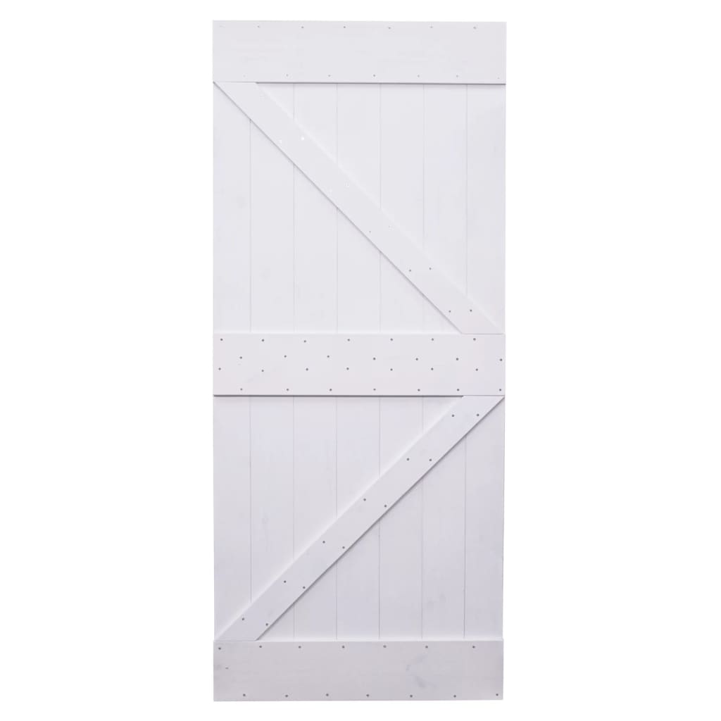 

vidaXL Schuifdeur met beslag 90x210 cm massief grenenhout wit
