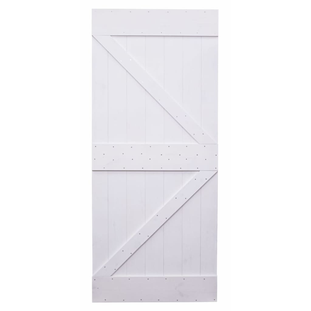 vidaXL Плъзгаща врата с монтажни части, 100x210 см, бор масив, бяла