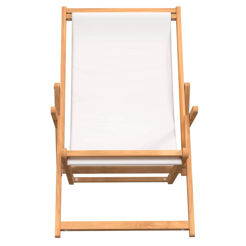Thumbnail - vidaXL Strandstuhl Klappbar Massivholz Teak Creme