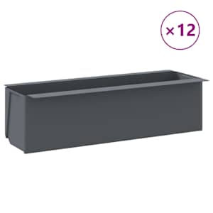 Květinové truhlíky na europalety 12 ks šedé 36x13,5x9,5 cm PP - obrázek 2