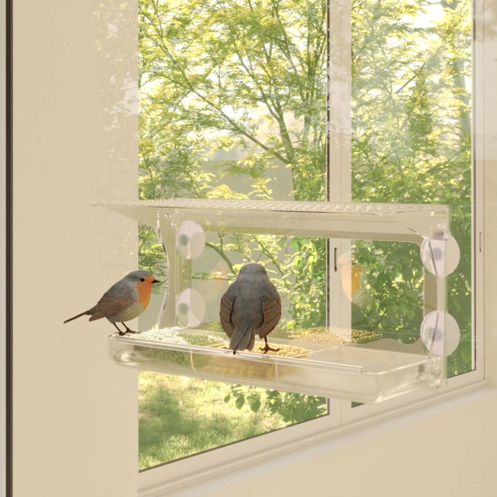 Petrashop  Okenní krmítka pro ptáky 2 ks akryl 30 x 12 x 15 cm
