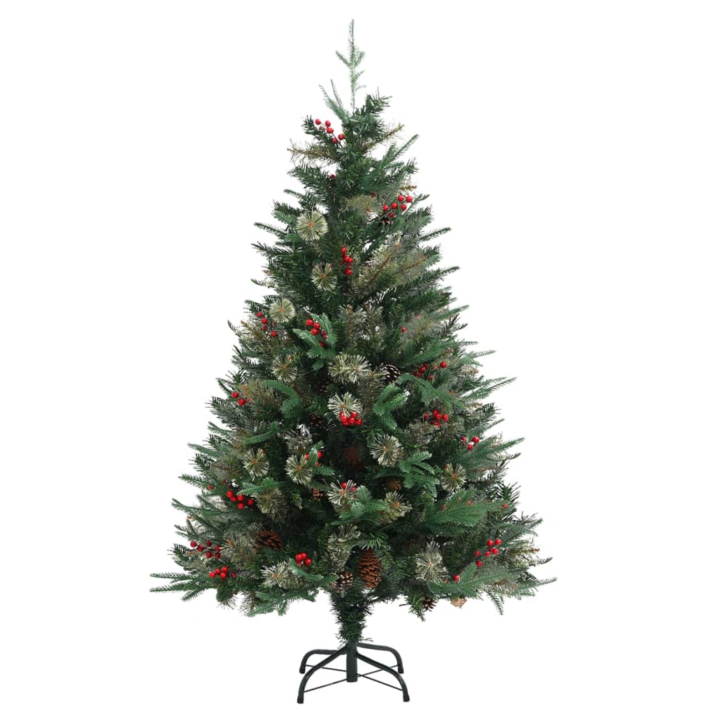 vidaXL Brad de Crăciun cu conuri de pin, verde, 120 cm, PVC&PE
