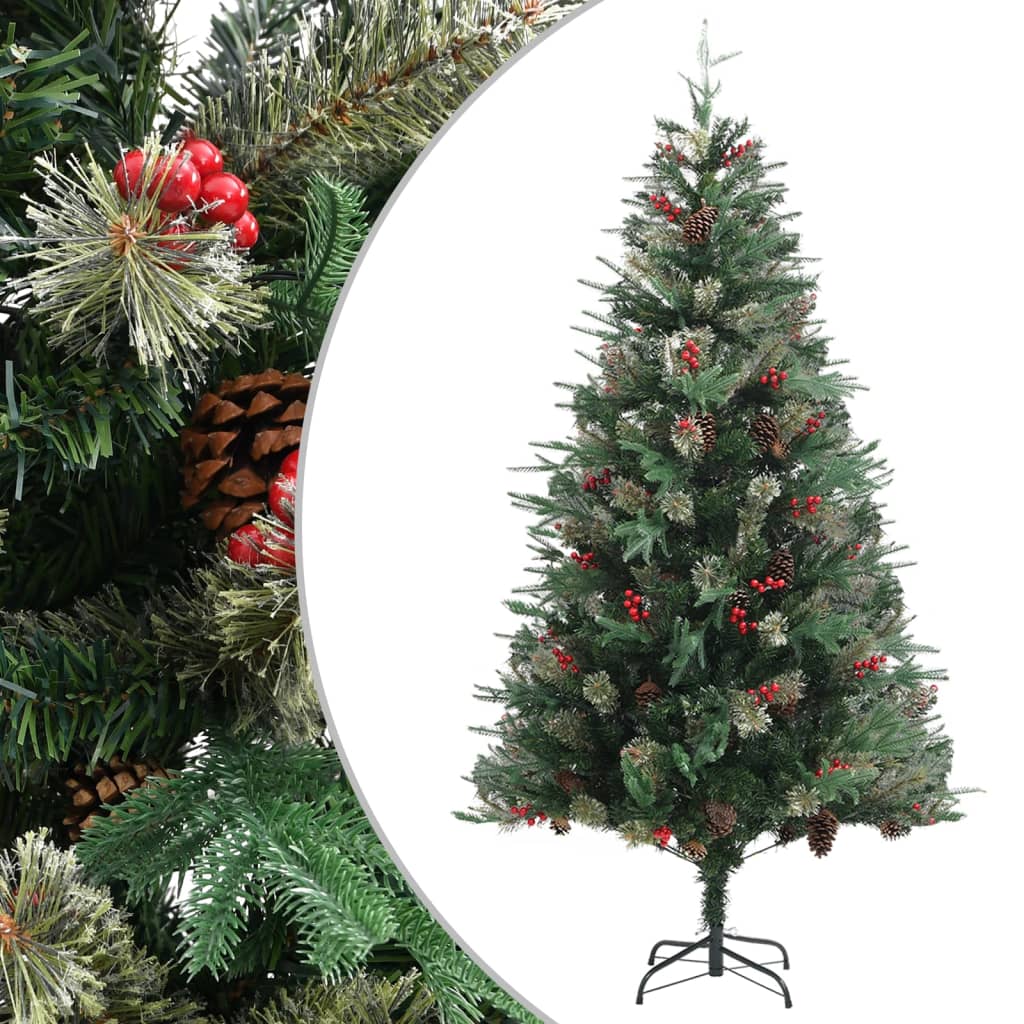 vidaXL Weihnachtsbaum mit Zapfen Grün 195 cm PVC & PE