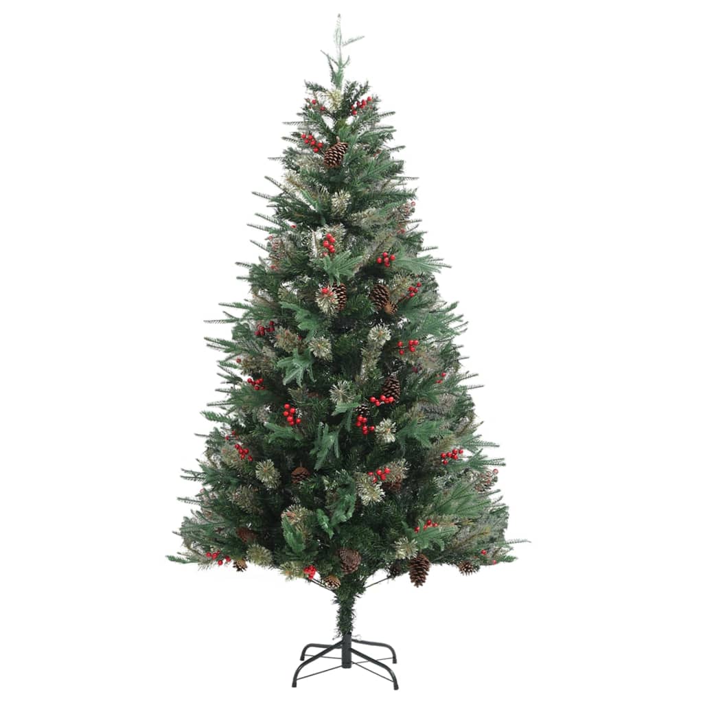 vidaXL Brad de Crăciun cu conuri de pin, verde, 195 cm, PVC&PE