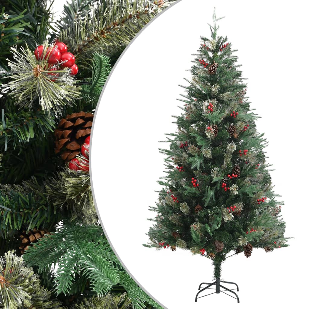 Vánoční stromek se šiškami zelený 225 cm PVC a PE