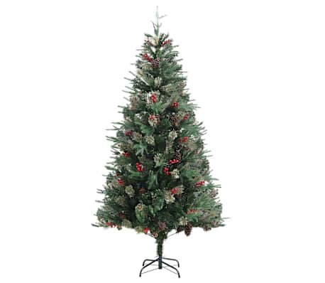 vidaXL Christmas Tree with Pine Cones Green 225 cm PVC&PE