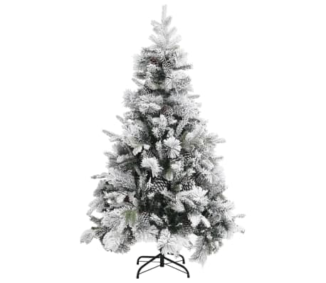 vidaXL Brad de Crăciun cu zăpadă & conuri, 120 cm, PVC&PE