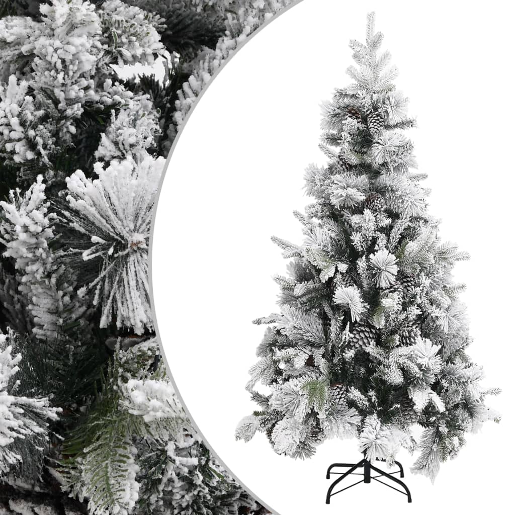 vidaXL Sapin de Noël à flocons de neige et pommes de pin 225 cm PVC/PE