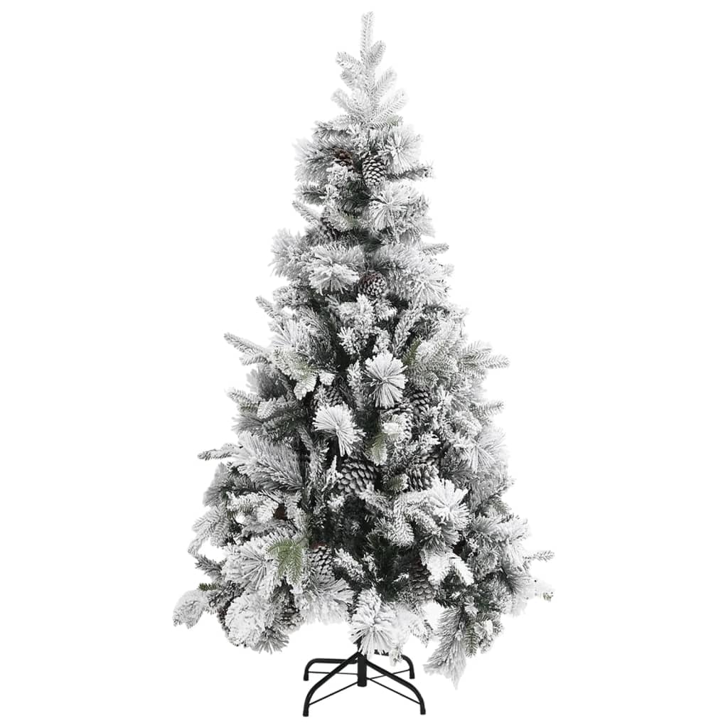 vidaXL Kerstboom met dennenappels en sneeuw 225 cm PVC en PE afbeelding