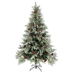 vidaXL Sapin de No&euml;l avec pommes de pin Vert et blanc 120 cm PVC et PE
