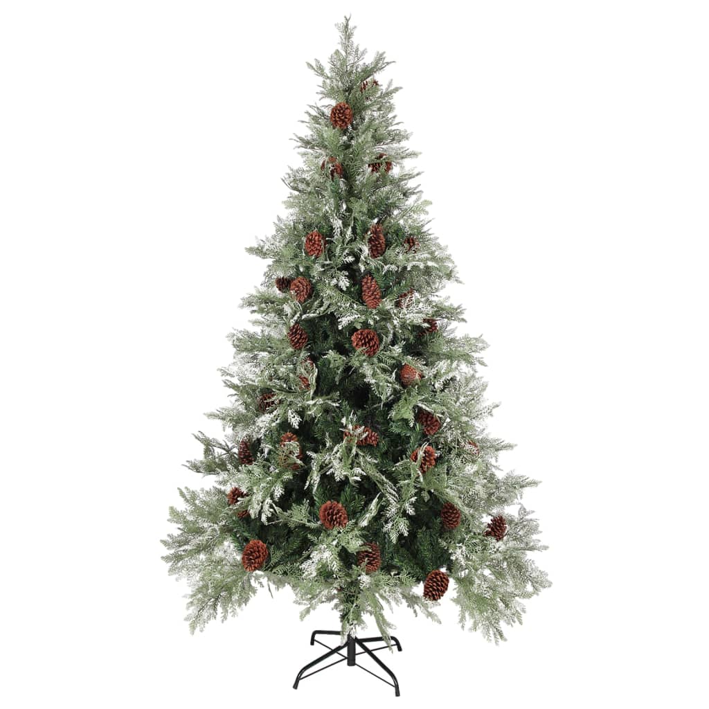 

vidaXL Kerstboom met dennenappels 195 cm PVC en PE groen en wit