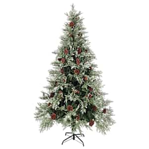 Vánoční stromek se šiškami zelenobílý 195 cm PVC a PE - obrázek 2