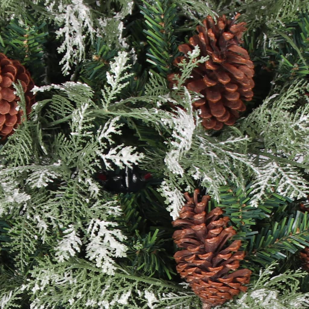 Zöld és fehér karácsonyfa fenyőtobozokkal 225 cm 