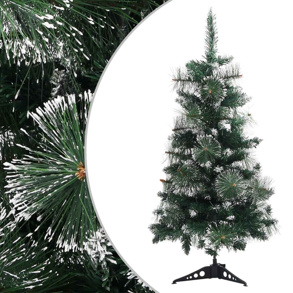 5: vidaXL kunstigt juletræ med juletræsfod 90 cm PVC grøn og hvid