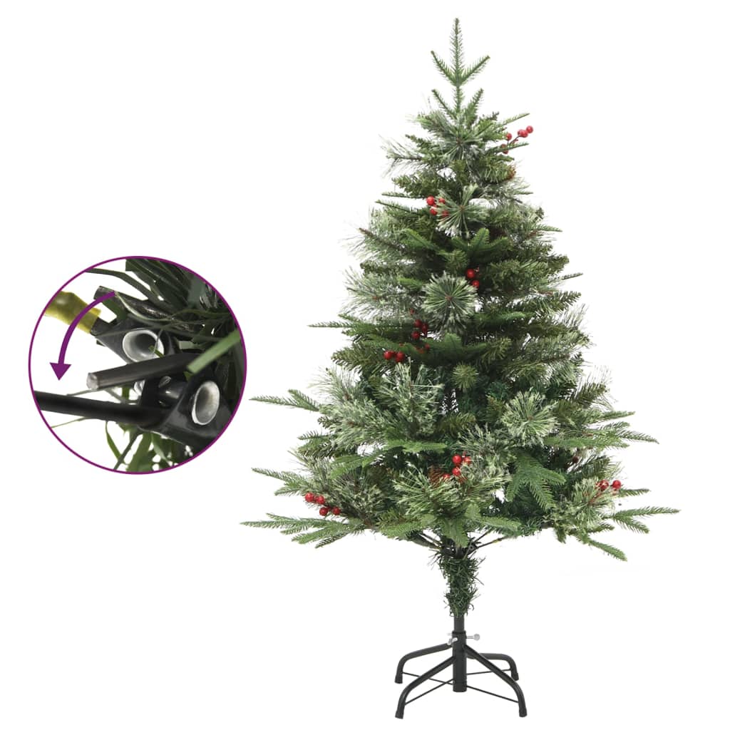 vidaXL Kerstboom met LED en dennenappels 120 cm PVC en PE groen afbeelding
