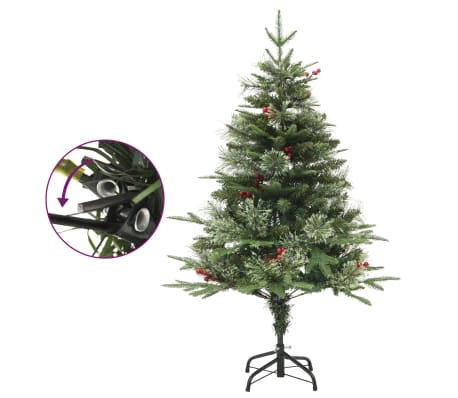 vidaXL &Aacute;rvore de Natal com pinhas pr&eacute;-iluminada 150 cm PVC e PE verde