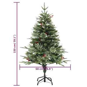 Vánoční stromek s LED a borovými šiškami zelený 150 cm PVC a PE - obrázek 10
