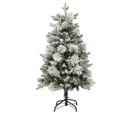 vidaXL Weihnachtsbaum mit Beleuchtung Schnee und Zapfen 150 cm PVC&PE