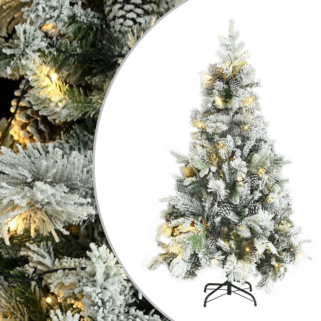 vidaXL Brad de Crăciun cu zăpadă & LED-uri & conuri, 195 cm, PVC&PE vidaXL