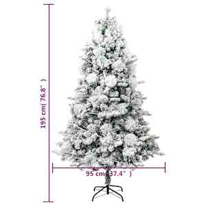 Vánoční stromek s LED zasněžený s šiškami 195 cm PVC a PE - obrázek 11