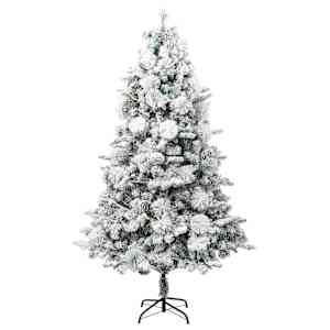 Vánoční stromek s LED zasněžený s šiškami 195 cm PVC a PE - obrázek 4