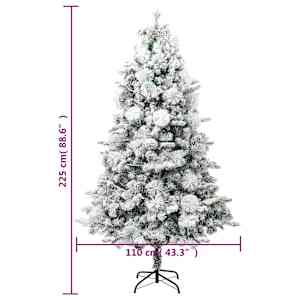 Vánoční stromek s LED zasněžený s šiškami 225 cm PVC a PE - obrázek 11