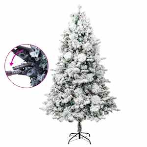 Vánoční stromek s LED zasněžený s šiškami 225 cm PVC a PE - obrázek 3