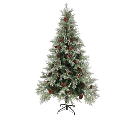 vidaXL Weihnachtsbaum mit Beleuchtung und Kiefernzapfen 195 cm PVC&PE